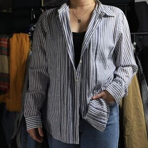 Banana Republic Navy and White Striped Shirt